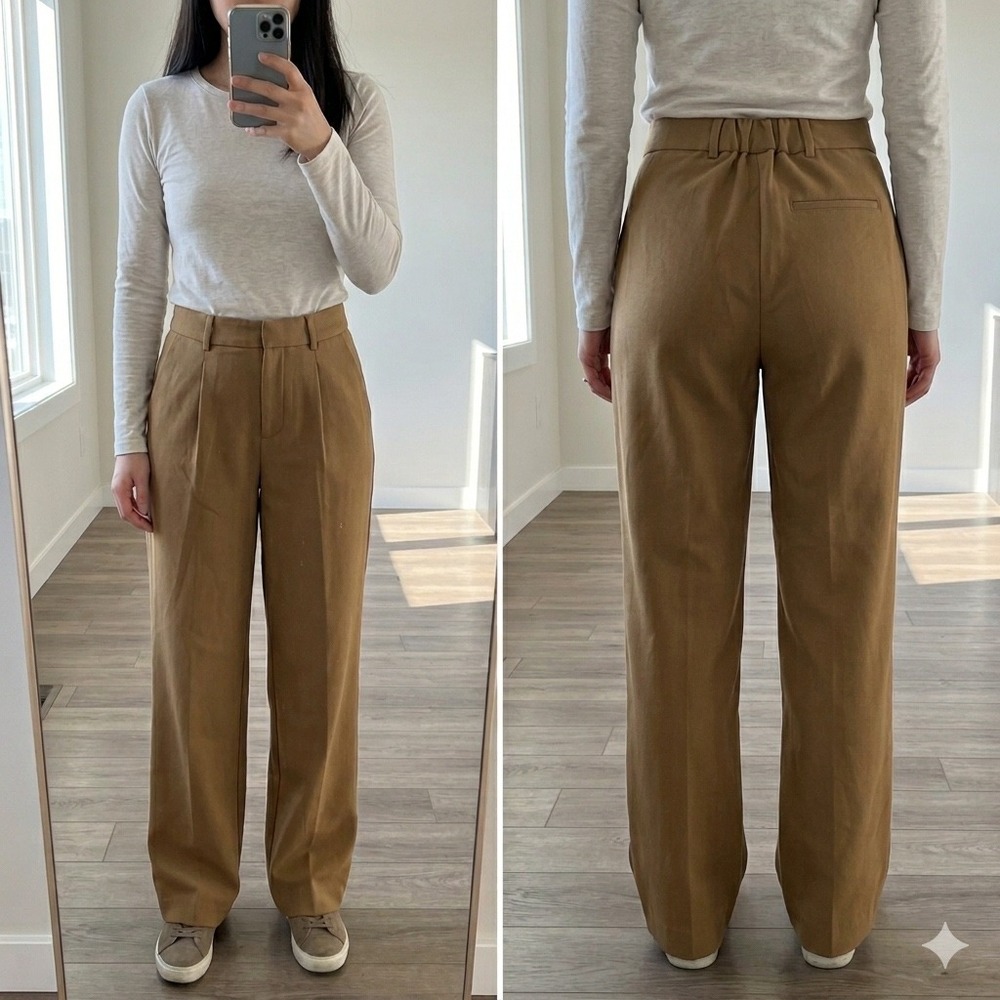 Old Navy Extra High Rise Taylor Wide Leg Trouser Camel Brown XS Pleated Pants